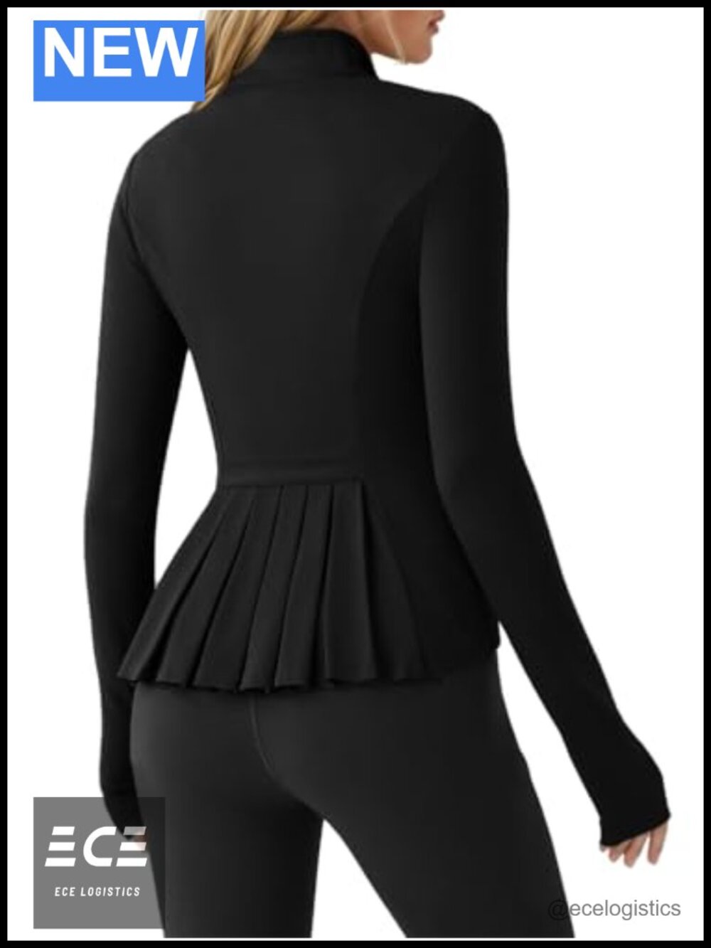 Women's Zip Up Workout Jacket Slim Fit Stand Collar Thumb Hole Pockets